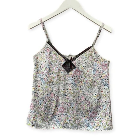 [SOLD] Calvin Klein 100% Silk Floral Print Tank Top Ajustable Straps Lace Detai… - Picture 2 of 5